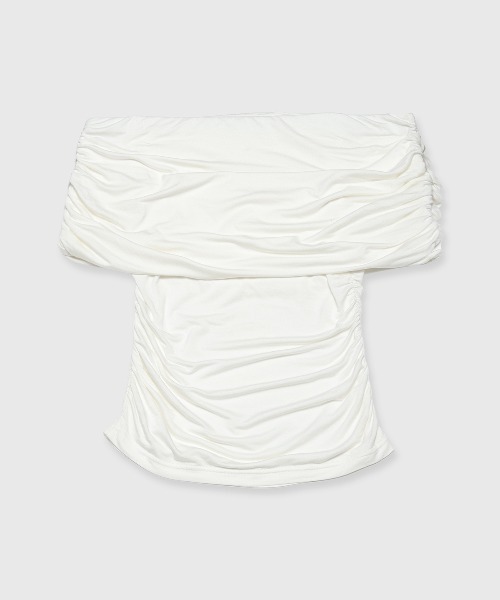JOSE MOON（ジョゼムーン）の「GATHER OFF SHOULDER TOPS/ギャザーオフショルダートップス（Tシャツ/カットソー・レディース・ホワイト/グレー/ブラック・FREE）」の6枚目の写真