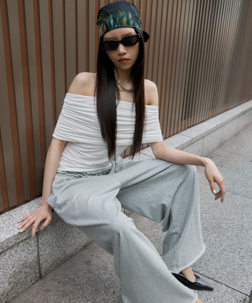 セール】GATHER OFF SHOULDER TOPS/ギャザーオフショルダートップス（T