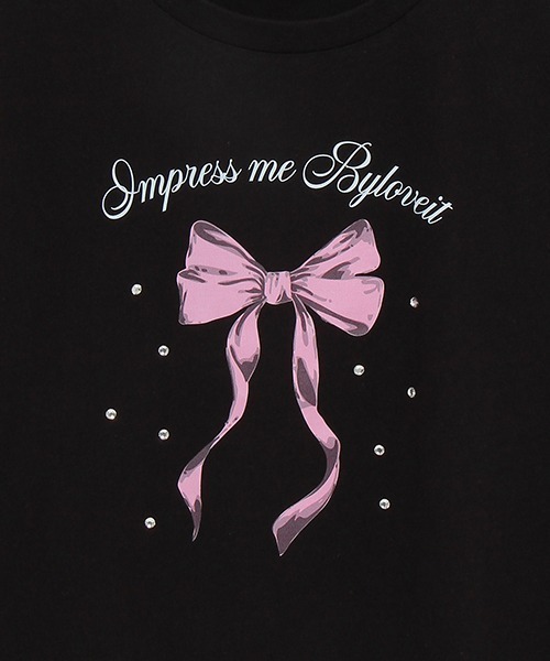 by LOVEiT（バイラビット）の「【WEB限定】キラキラビジューリボンTシャツ（Tシャツ/カットソー・キッズ・ブルーグレー/オフホワイト/ブラック・120cm/130cm/140cm/150cm/160cm）」の8枚目の写真