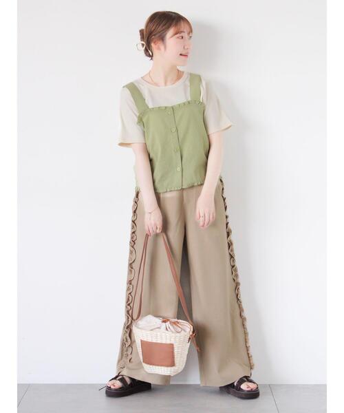 ehka sopo（エヘカソポ）の「フリルビスチェ（シャツ/ブラウス・レディース・ブラック/サックスブルー/キナリ/グリーン・F）」の7枚目の写真