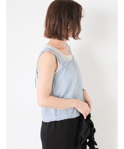 ehka sopo（エヘカソポ）の「フリルビスチェ（シャツ/ブラウス・レディース・ブラック/サックスブルー/キナリ/グリーン・F）」の11枚目の写真