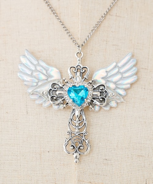 羽×十字架サブカル系ネックレス（ネックレス）｜Diable baiser