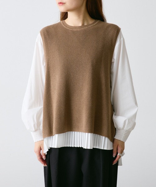 PUAL CE CIN（ピュアルセシン）の「【2点セット／Du noir】プリーツブラウス+ニットベスト セット（アンサンブル・レディース・グレー/キャメル/ブラック・FREE）」の19枚目の写真