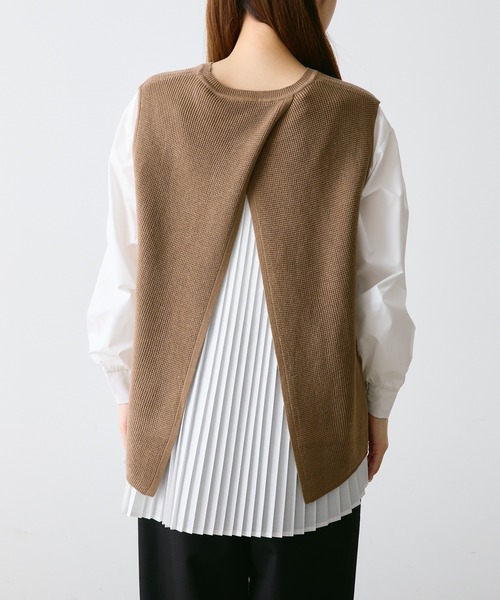 PUAL CE CIN（ピュアルセシン）の「【2点セット／Du noir】プリーツブラウス+ニットベスト セット（アンサンブル・レディース・グレー/キャメル/ブラック・FREE）」の21枚目の写真