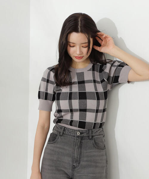 PROPORTION BODY DRESSING(プロポーションボディドレッシング)の「ラメチェックニット / 1214270810(ニット/セーター・レディース・ブラウン系その他/レッド/グレー・FREE)」の5枚目の写真