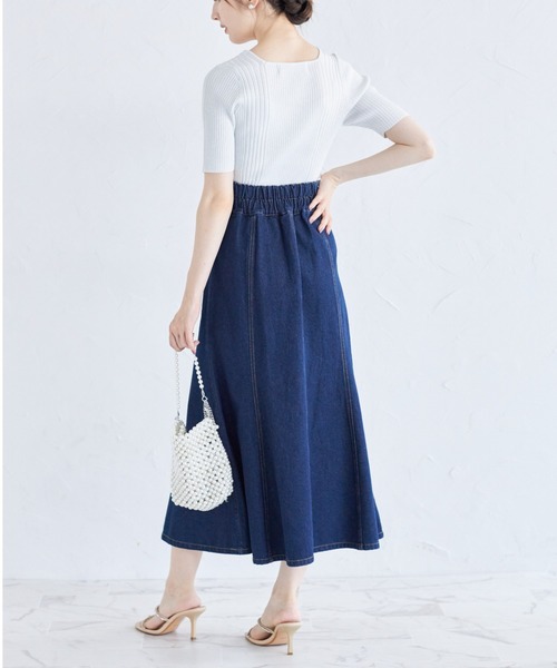 tocco closet(トッコ クローゼット)の「接触冷感♪ラメ入りスクエアネックランダムリブニットプルオーバー(ニット/セーター・レディース・ラベンダー/ピンク/ブラック/オフホワイト・M)」の6枚目の写真