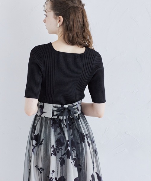 tocco closet(トッコ クローゼット)の「接触冷感♪ラメ入りスクエアネックランダムリブニットプルオーバー(ニット/セーター・レディース・ラベンダー/ピンク/ブラック/オフホワイト・M)」の11枚目の写真