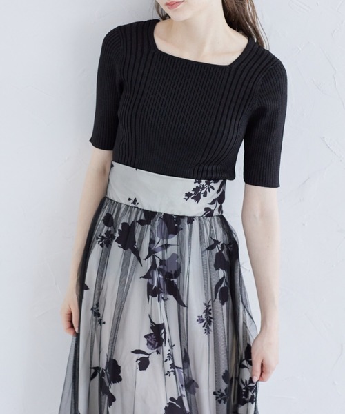 tocco closet(トッコ クローゼット)の「接触冷感♪ラメ入りスクエアネックランダムリブニットプルオーバー(ニット/セーター・レディース・ラベンダー/ピンク/ブラック/オフホワイト・M)」の12枚目の写真