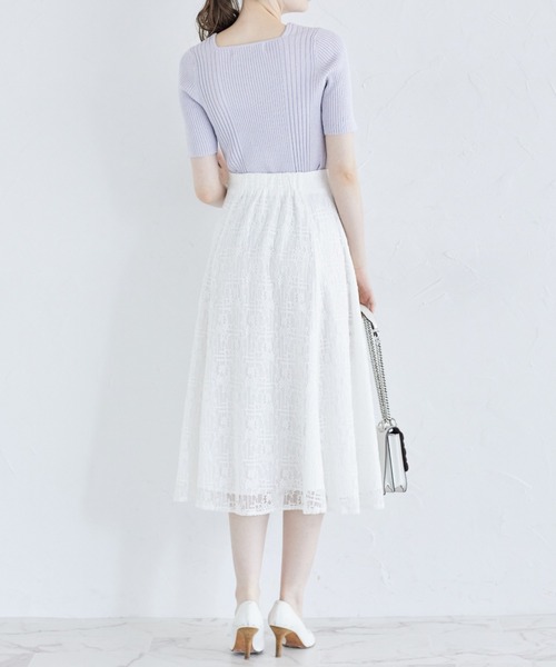 tocco closet(トッコ クローゼット)の「接触冷感♪ラメ入りスクエアネックランダムリブニットプルオーバー(ニット/セーター・レディース・ラベンダー/ピンク/ブラック/オフホワイト・M)」の14枚目の写真