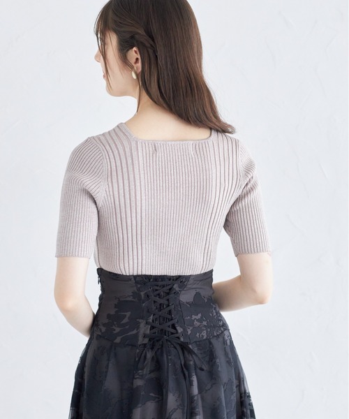 tocco closet(トッコ クローゼット)の「接触冷感♪ラメ入りスクエアネックランダムリブニットプルオーバー(ニット/セーター・レディース・ラベンダー/ピンク/ブラック/オフホワイト・M)」の20枚目の写真