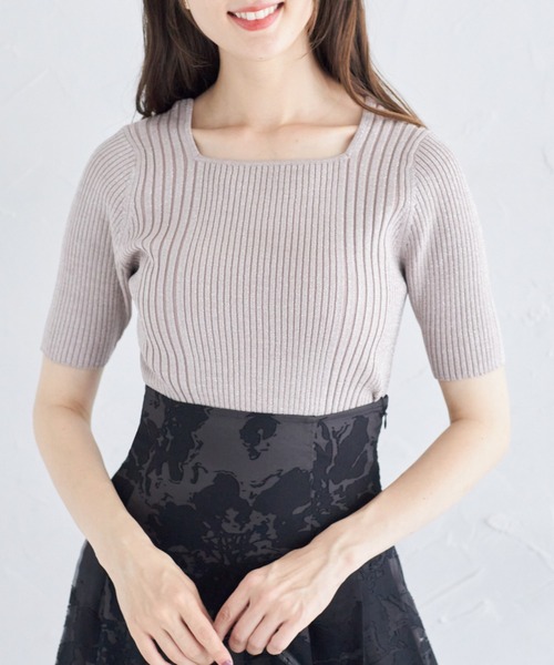 tocco closet(トッコ クローゼット)の「接触冷感♪ラメ入りスクエアネックランダムリブニットプルオーバー(ニット/セーター・レディース・ラベンダー/ピンク/ブラック/オフホワイト・M)」の21枚目の写真
