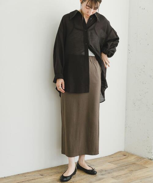 ITEMS URBANRESEARCH（アイテムズ アーバンリサーチ）の「リブロングスカート（スカート・レディース・ブラック/オレンジ/モカ・FREE）」の20枚目の写真