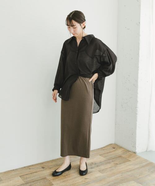 ITEMS URBANRESEARCH（アイテムズ アーバンリサーチ）の「リブロングスカート（スカート・レディース・ブラック/オレンジ/モカ・FREE）」の19枚目の写真