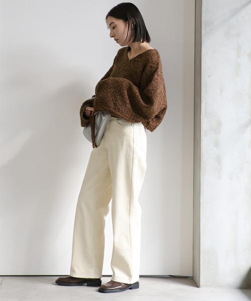 select MOCA(セレクトモカ)の「リングヤーンドロストスリーブショートニット(ニット/セーター・レディース・ベージュ/ブラウン/グレー・FREE)」の12枚目の写真