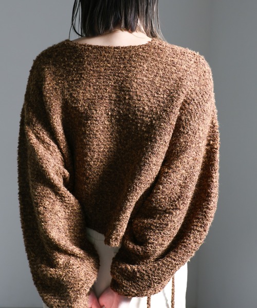 select MOCA(セレクトモカ)の「リングヤーンドロストスリーブショートニット(ニット/セーター・レディース・ベージュ/ブラウン/グレー・FREE)」の13枚目の写真