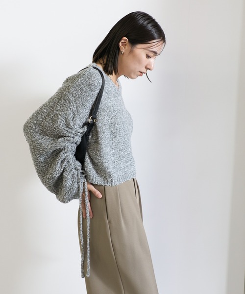 select MOCA(セレクトモカ)の「リングヤーンドロストスリーブショートニット(ニット/セーター・レディース・ベージュ/ブラウン/グレー・FREE)」の21枚目の写真