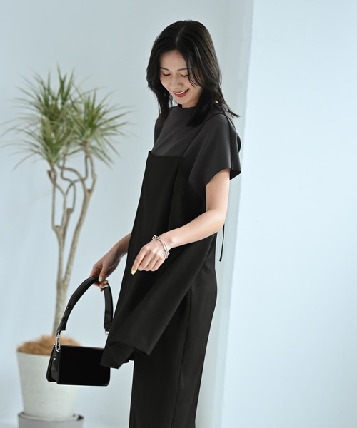 STYLE DELI(スタイルデリ)の「【BLK001】キャミソールオールインワン(サロペット/オーバーオール・レディース・チャコールグレー/ブラック・FREE)」の4枚目の写真