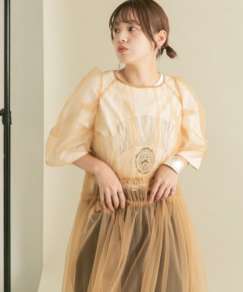 KBF(ケイビーエフ)の「パワースリーブチュールワンピース(ワンピース・レディース・ブラック/ベージュ・ONE)」の9枚目の写真