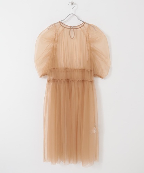 KBF(ケイビーエフ)の「パワースリーブチュールワンピース(ワンピース・レディース・ブラック/ベージュ・ONE)」の17枚目の写真