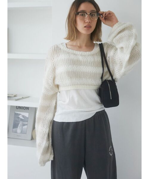 Ungrid（アングリッド）の「ハーフリム伊達メガネ（メガネ・レディース・ブラック・FREE）」の6枚目の写真