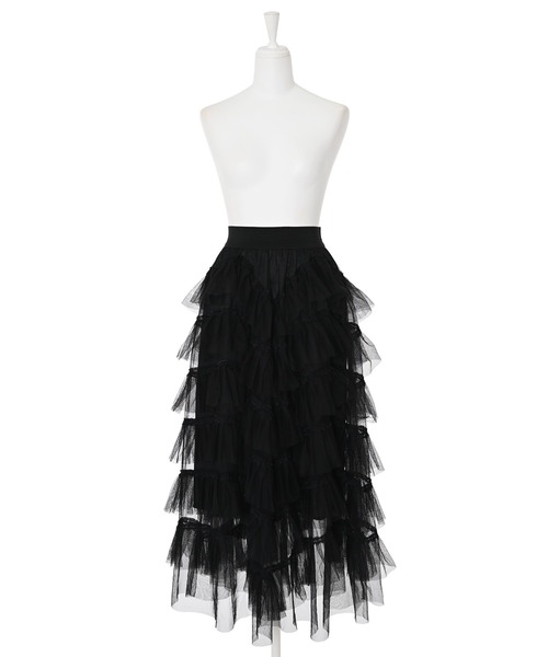 Narcissus(ナルシス)の「ボリュームチュールロングスカート(スカート・レディース・ブラック/ホワイト・FREE)」の7枚目の写真