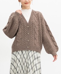 Honeys | 【ウォッシャブル】ケーブル編Ｖカーデ(カーディガン/ボレロ)