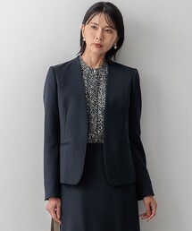G9567*23区 ニジュウサンク☆リネン☆ノーカラージャケット☆紺ネイビー. 23区 - 23区 ニジューサンク ノーカラージャケット M 紺 【古着