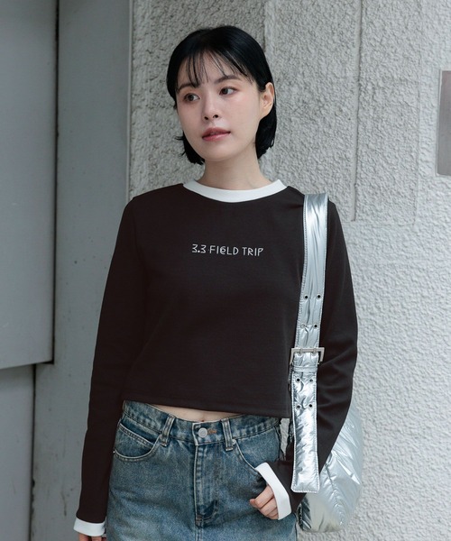 3.3 Field Trip （3.3フィールドトリップ）の「3.3 Field Trip／ワイヤーロゴ長袖T（Tシャツ/カットソー・レディース・ホワイト/ブラック・FREE）」の2枚目の写真