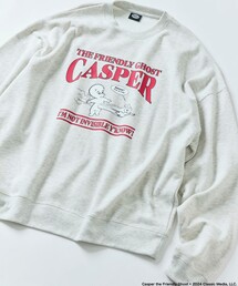 限定展開 Casper/キャスパー 別注 ビッグシルエット クルーネック プリントスウェット