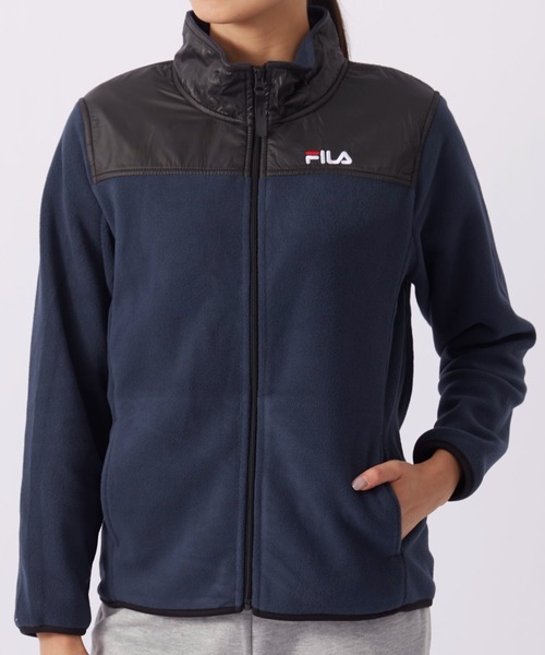 マイクロフリース 切り替えスタンドジャケット フルジップブルゾン