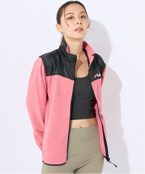 FILA（フィラ）の「マイクロフリース　切り替えスタンドジャケット　フルジップブルゾン（その他アウター・レディース・ピンク/ネイビー/ベージュ/ブラック・X-LARGE/LARGE/MEDIUM）」の4枚目の写真