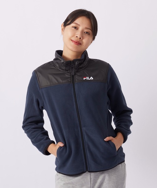 マイクロフリース 切り替えスタンドジャケット フルジップブルゾン