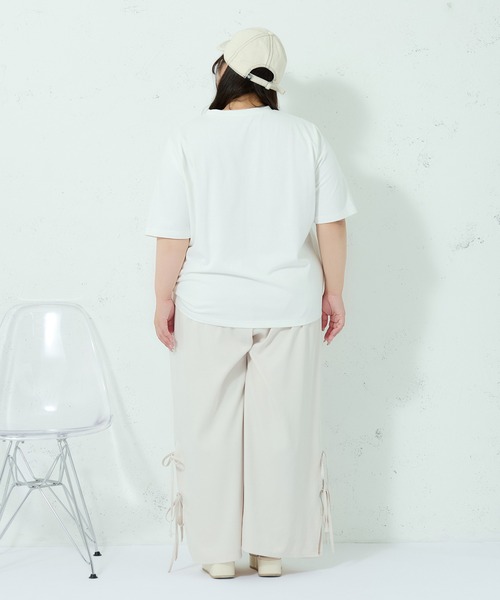 Louiosy（ルオシー）の「【大きいサイズ】サイドリボンワイドシルエットパンツ（その他パンツ・レディース・ピンク/アイボリー/ブラック・3L/4L）」の7枚目の写真