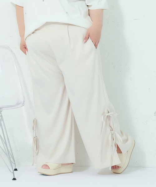 Louiosy（ルオシー）の「【大きいサイズ】サイドリボンワイドシルエットパンツ（その他パンツ・レディース・ピンク/アイボリー/ブラック・3L/4L）」の9枚目の写真