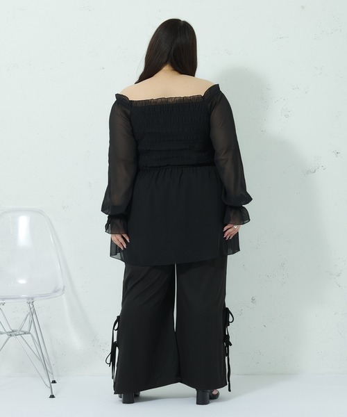 Louiosy（ルオシー）の「【大きいサイズ】サイドリボンワイドシルエットパンツ（その他パンツ・レディース・ピンク/アイボリー/ブラック・3L/4L）」の16枚目の写真