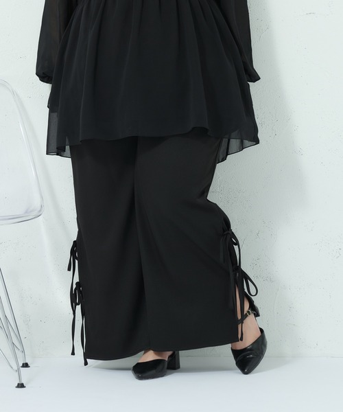 Louiosy（ルオシー）の「【大きいサイズ】サイドリボンワイドシルエットパンツ（その他パンツ・レディース・ピンク/アイボリー/ブラック・3L/4L）」の18枚目の写真