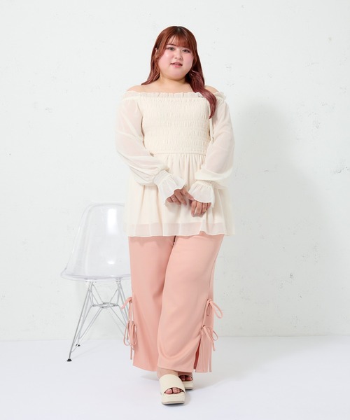 Louiosy（ルオシー）の「【大きいサイズ】サイドリボンワイドシルエットパンツ（その他パンツ・レディース・ピンク/アイボリー/ブラック・3L/4L）」の21枚目の写真