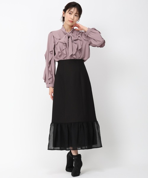 ミッシュマッシュ MISCH MASCH 【2024秋冬新作】ドビードットショルダーブラウス/MM438101 （BLACK） ミッシュマッシュ MISCH MASCH 【2024秋冬新作】ドビードット