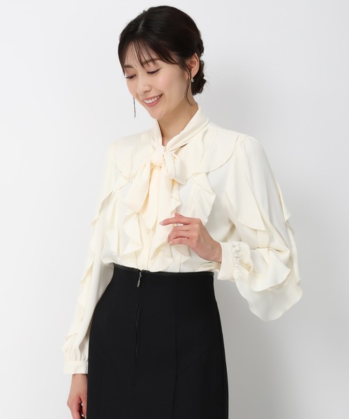 MISCH MASCH（ミッシュマッシュ）の「フリルボウタイブラウス/MM448101（シャツ/ブラウス・レディース・ブラック/アイボリー/ピンク・ﾌﾘ-）」の11枚目の写真