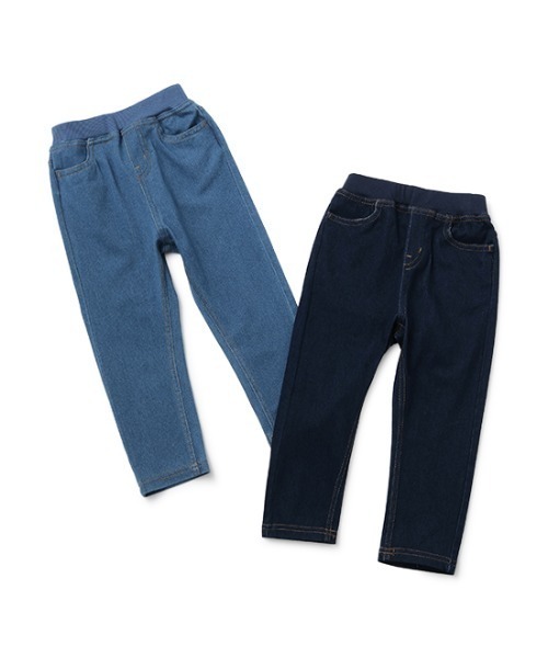 petit main(プティマイン)の「カットデニムストレートパンツ(デニムパンツ・キッズ・ネイビー/ブルー・80cm/90cm/100cm/110cm/120cm/130cm)」の10枚目の写真