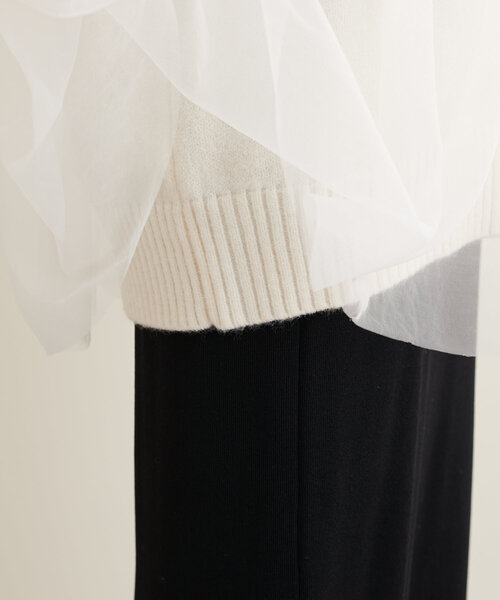 natural couture(ナチュラルクチュール)の「チュールレイヤードニットプルオーバー(ニット/セーター・レディース・モカ/オフホワイト/ブルー/チャコールグレー・FREE)」の8枚目の写真