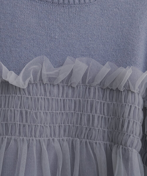 natural couture(ナチュラルクチュール)の「チュールレイヤードニットプルオーバー(ニット/セーター・レディース・モカ/オフホワイト/ブルー/チャコールグレー・FREE)」の13枚目の写真