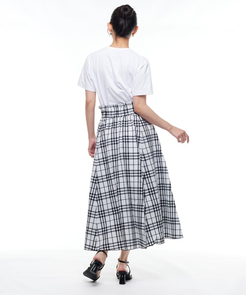 Narcissus（ナルシス）の「【PICCIN】チェックフレアロングスカート 夏 ミモレ丈 チェック柄（スカート・レディース・ブラック/ホワイト・FREE）」の22枚目の写真