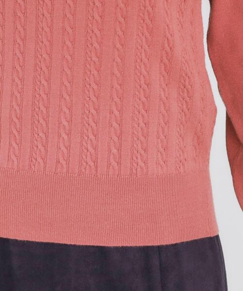 セール】ミニケーブルクルーネックニット【洗濯機洗い可】（ニット