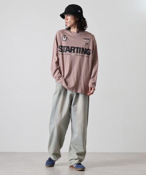 FUNALIVE(ファンアライブ)の「ワイドシルエットロングスリーブTシャツ(Tシャツ/カットソー・メンズ・ホワイト系その他2/ターコイズブルー/ブラック/ブラック系その他2/モカ/インディゴブルー/スミクロ/ダークブルー/ホワイト/ホワイト系その他3/ライトブラック/ピンク・M/L/LL)」の18枚目の写真