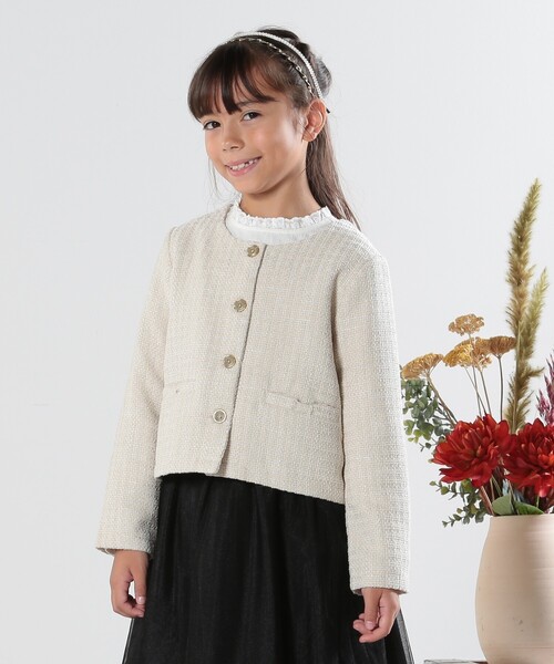 SANDRO☆ブークレツイード クロップドジャケット♪【送料込】 SANDRO コットン混ブークレツイード クロップドジャケット | THE