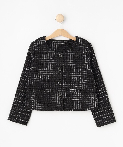 セール】【100-140cm/プチセレ】ツイードジャケット（ノーカラー