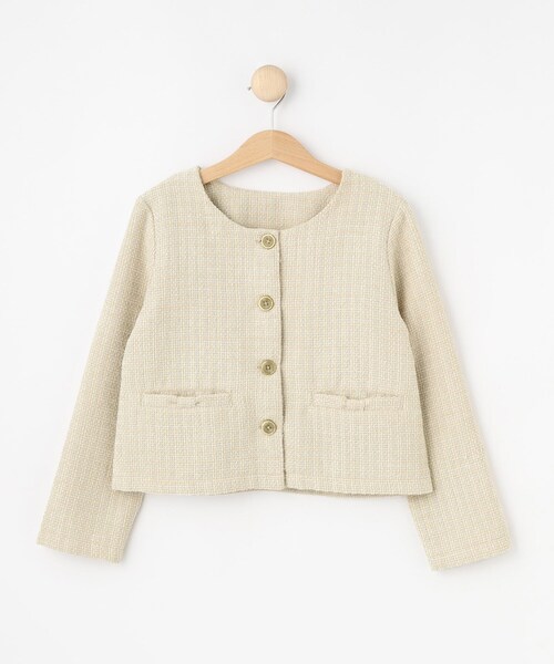 SHOO・LA・RUE（シューラルー）の「【100-140cm/プチセレ】ツイードジャケット（ノーカラージャケット・キッズ・ブラック/ライトベージュ・10/11/12/13/14）」の3枚目の写真