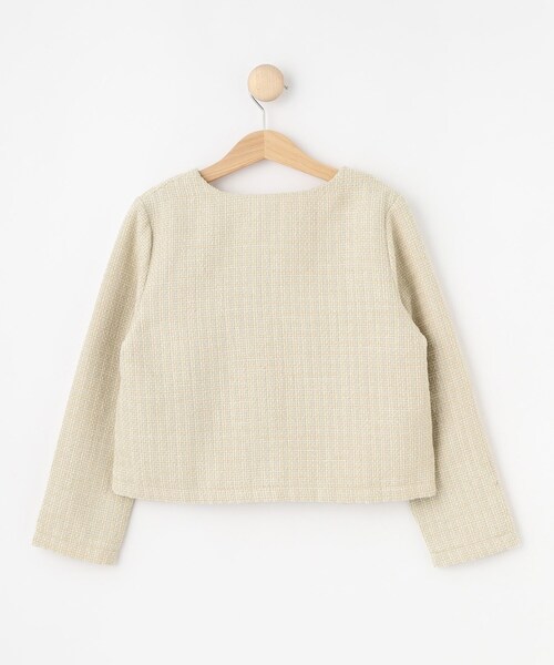 SHOO・LA・RUE（シューラルー）の「【100-140cm/プチセレ】ツイードジャケット（ノーカラージャケット・キッズ・ブラック/ライトベージュ・10/11/12/13/14）」の4枚目の写真