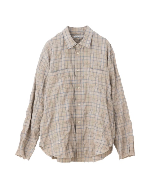SEA(シー)の「VINTAGE カットオフチェックネルシャツ(シャツ/ブラウス・レディース・チャコールグレー/ベージュ・ONE SIZE)」の12枚目の写真